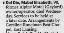 Alpine Court - April 2004 Death Notice Of Owner